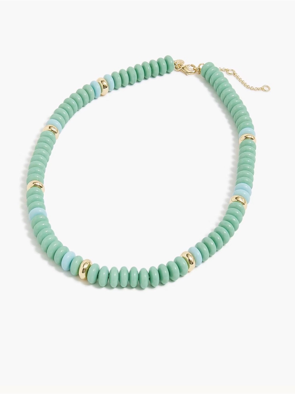 J.Crew Mint Green & Gold Beaded Statement Necklace
